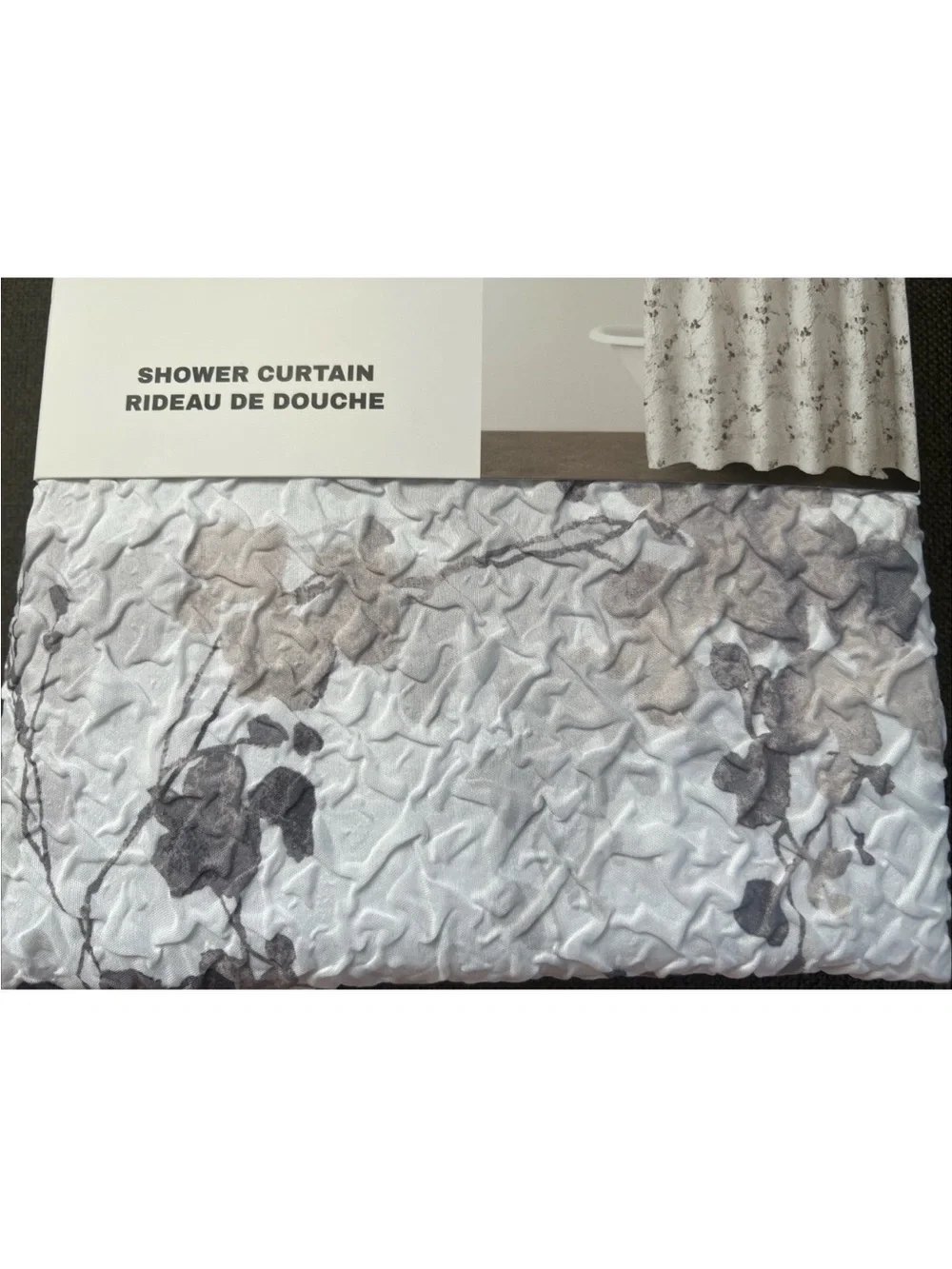 DKNY microsculpt  Shower Curtain grey floral white72x72 New